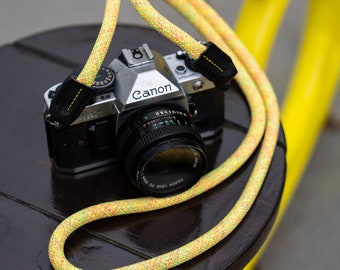 Rope Camera Strap HandMade Flower Yellow Red 10mm CSC-FYER