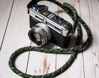 Rope Camera Strap HandMade Army Green Black  10mm CSC-AGB