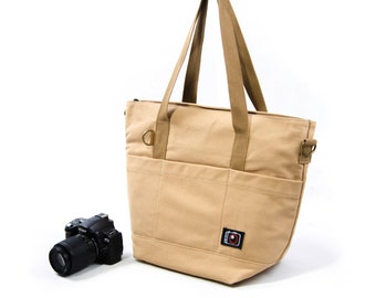 Cotton canvas Tote Bag  Camera bag (with camera insert)