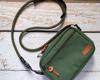 Army Green Camera Bag Insert Waist with Ropes Leather strap Set