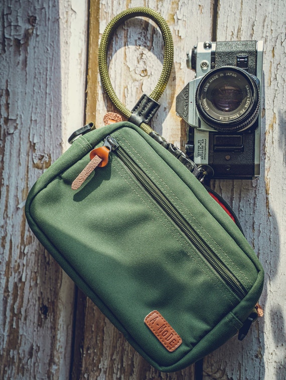 Camera Bag Green with Printed Strap