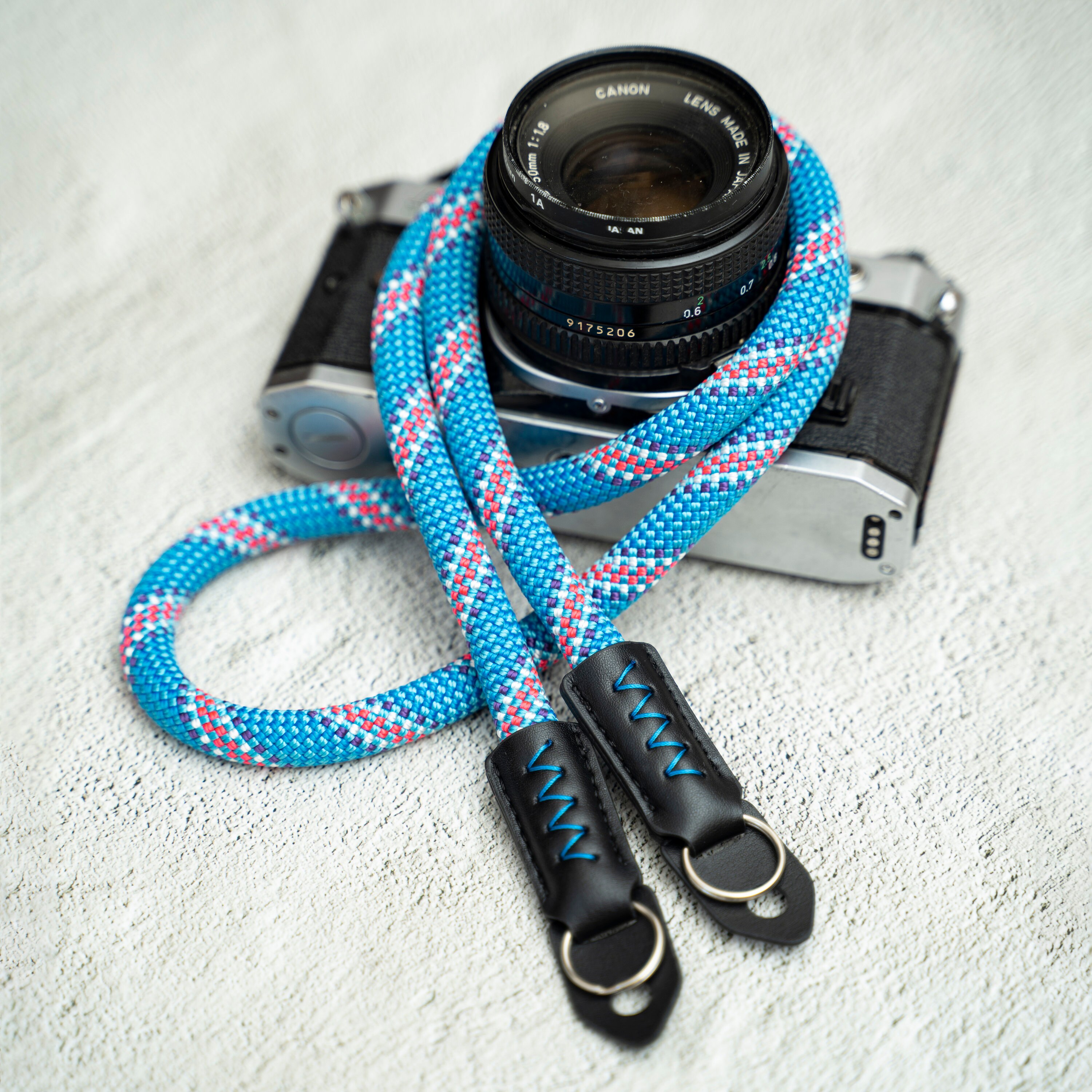 Rope Camera Strap HandMade Blue Pattern France Beal Static Etsy