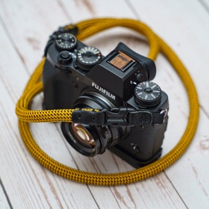 HandMade Yellow Black 10mm Quick Release Buckle Rope Camera Strap FCSC