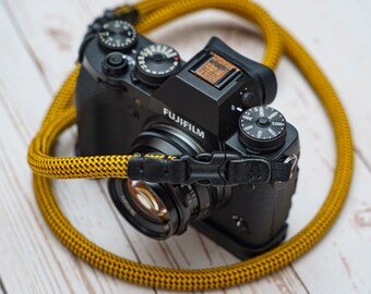 HandMade Yellow Black 10mm Quick Release Buckle Rope Camera Strap FCSC