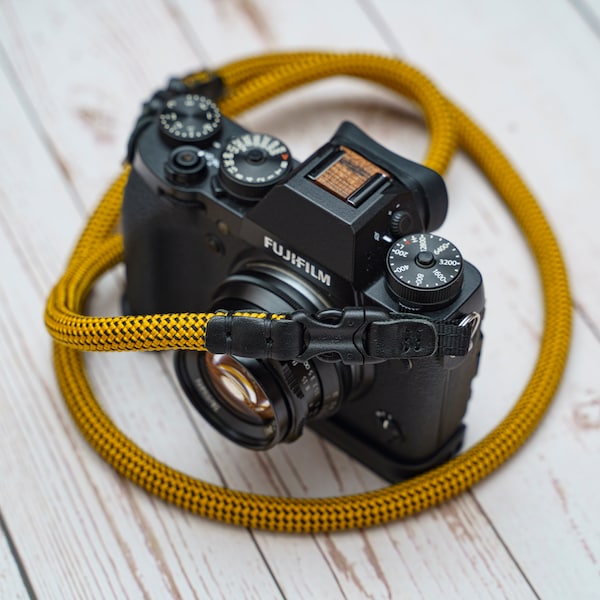 HandMade Yellow Black 10mm Quick Release Buckle Rope Camera Strap FCSC