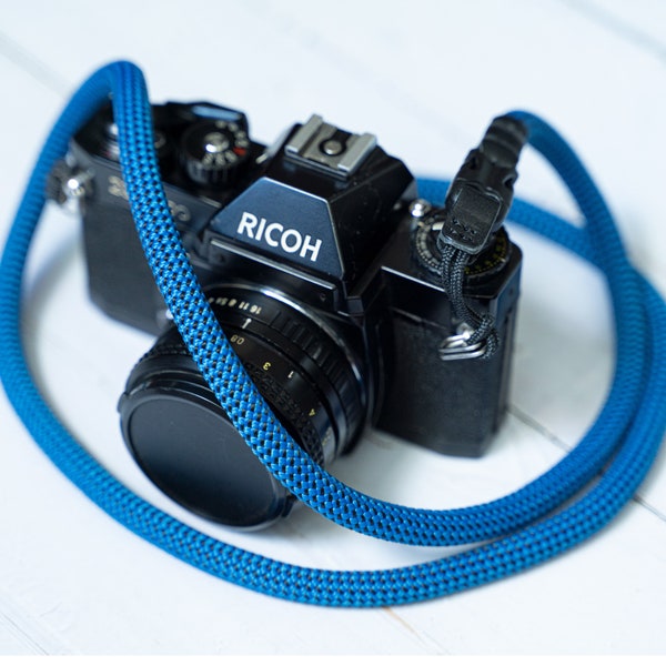 Handgemacht blau schwarz 10mm Schnellverschluss Seil Kameragurt FCSC