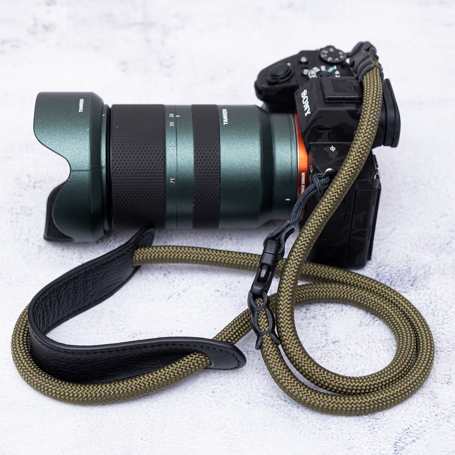 Army Green Camera Bag Insert Waist With Ropes Leather Strap Etsy