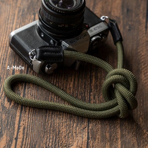 Rope Camera Strap HandMade Black 9mm CSC Army Green