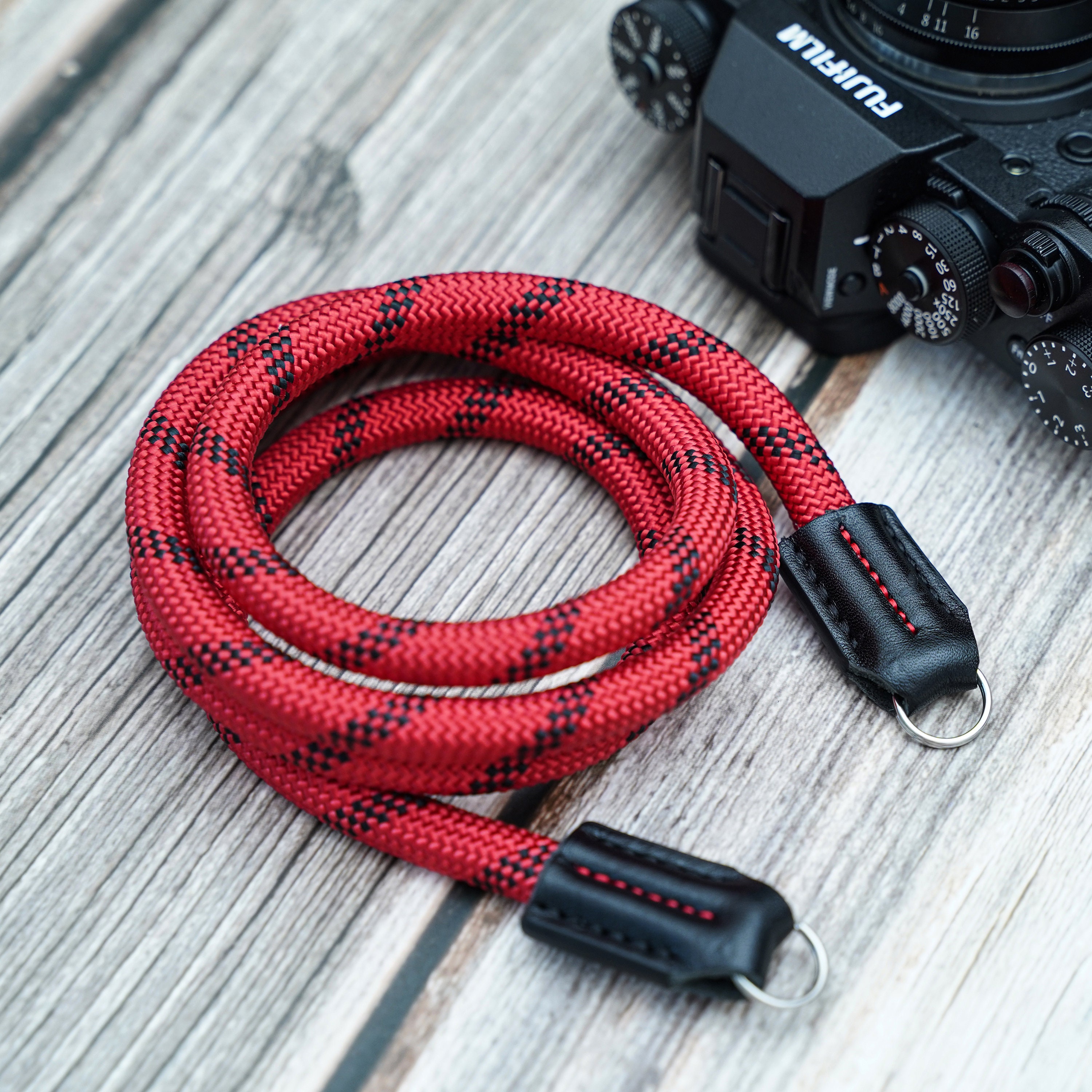 Rope Camera Strap Handmade Red/black 9mm CSC Etsy UK