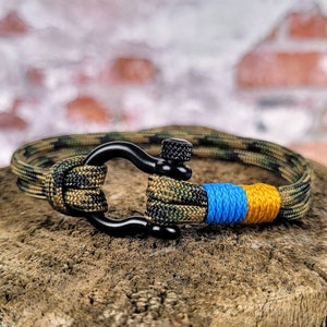 Oekraïne geest leger koord armband, roestvrij staal en paracord gesp in de kleuren van de Oekraïense vlag, op maat gemaakte mannen sieraden, mannen cadeau idee