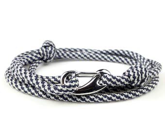 Bracelet d'escalade Motif Bleu, Mousqueton acier inoxydable, Bracelet paracorde ajustable, Bracelet homme unisex, Collection Sporty chic