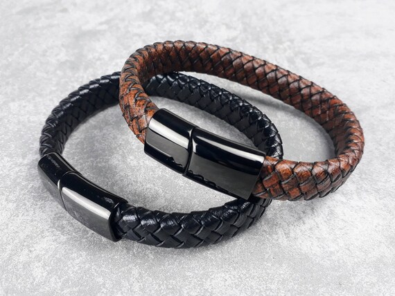Bracelet Cuir Marron Homme Ou Femme – Fermoir Aimanté, Style Sobre