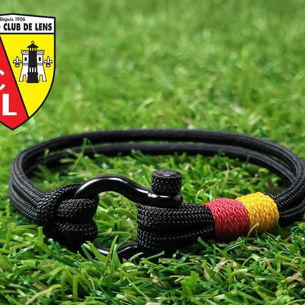 Bracelet football RC Lens sur mesure, Bracelet en corde pour supporter du Racing Club de Lens, Idée cadeau foot collection club ligue 1