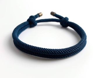 Minimalist adjustable blue rope bracelet, Adjustable bracelet for men all sizes, Original gift idea, Milan infinity collection
