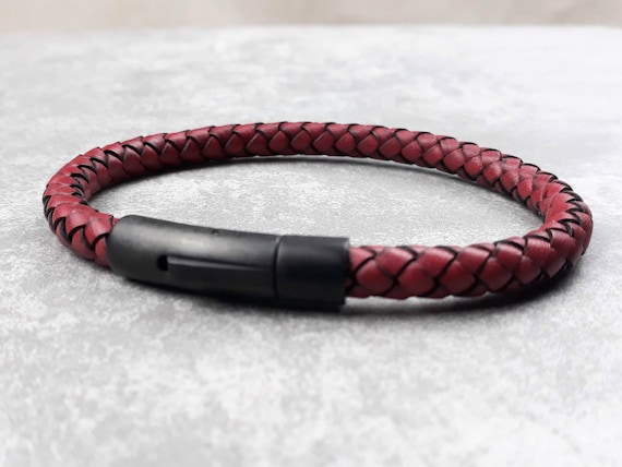 Bracciale Regalo Uomo Per Anniversario Natale Bracciale Uomo In Pelle E Acciaio Con Chiusura Magnetica - Elegante, Regalo Per Lui, Disponibile In 5 Misure Per Marito Fidanzato