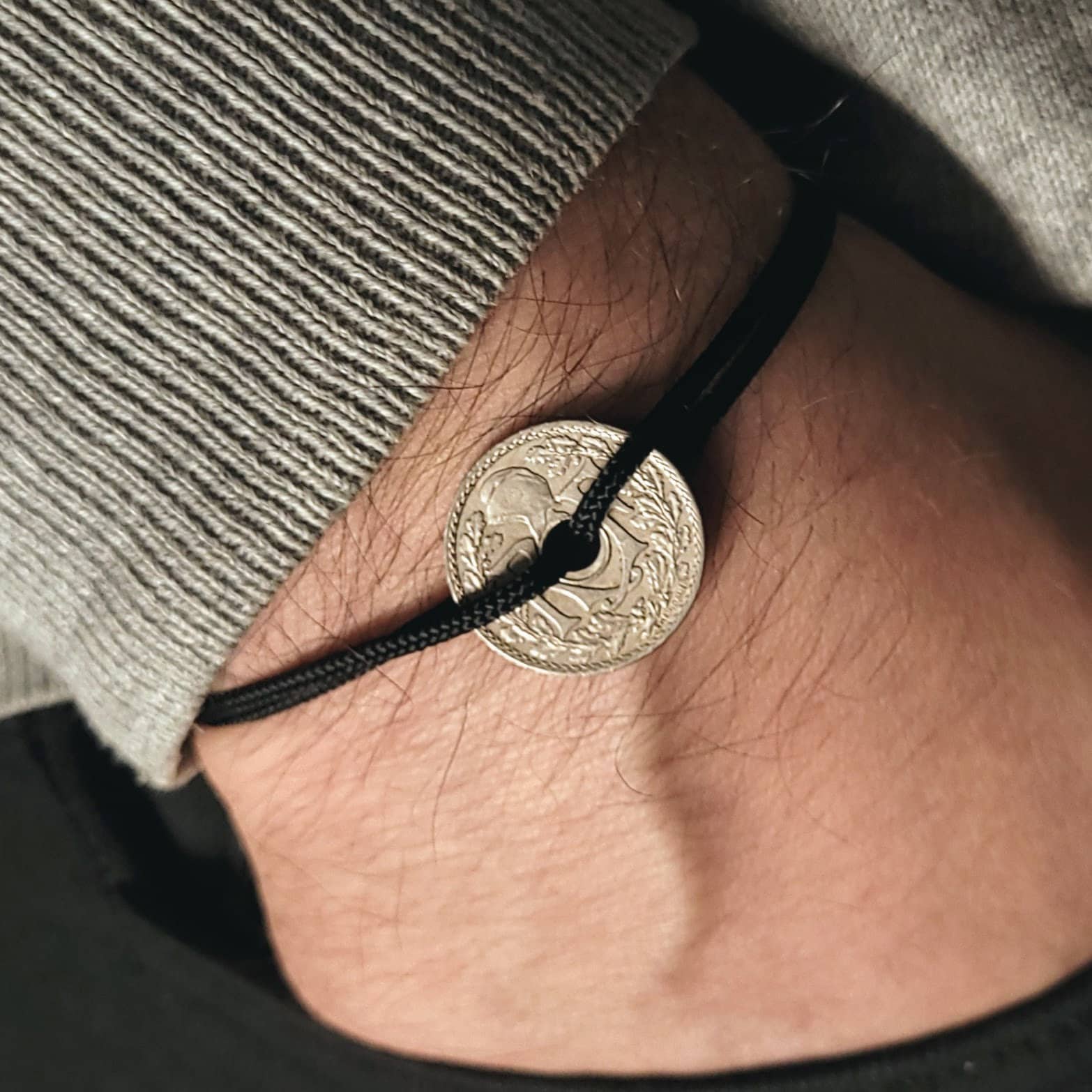 Genuine French 1917-1939 Coin Bracelet, HERITAGE Adjustable Rope