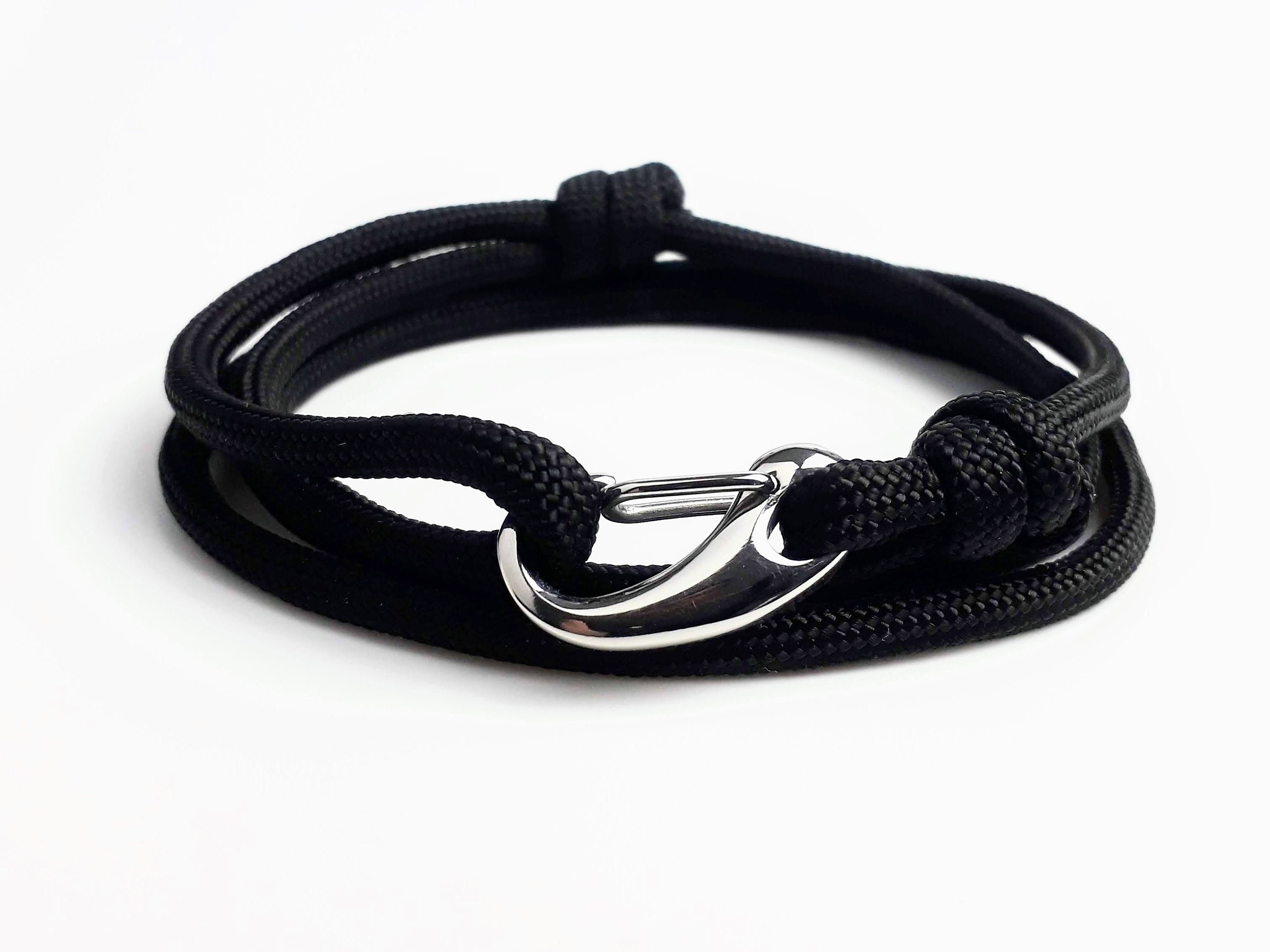 Men's Carabiner Bracelet made from Stainless Steel and Rope Climbing Bracelet 