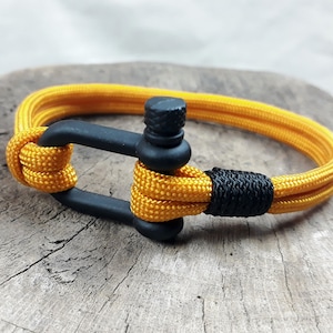 GOLDENROD Black bracelet in nautical rope and black shackle, Custom men's jewelry, Gift idea for men, Gift for Him