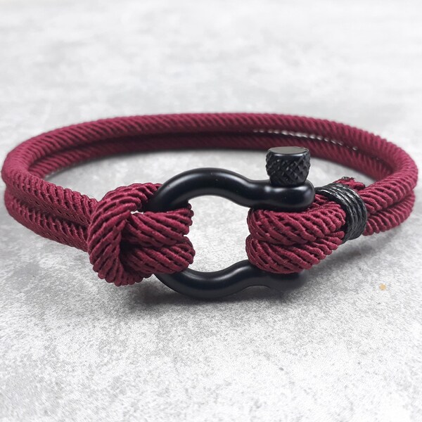 Bracelet homme corde Milan rouge bordeaux - Cadeau anniversaire - Bijoux pour Hommes - Cadeau pour hommes - Cadeau pour Lui - Cadeau de Noel