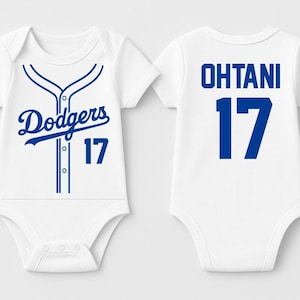 Personalized L.A. Dodgers Baseball Jersey Bodysuit - Baby and Kids Custom Sports Shirts - Newborn - Toddler Sizes - (Pick Name and Number)