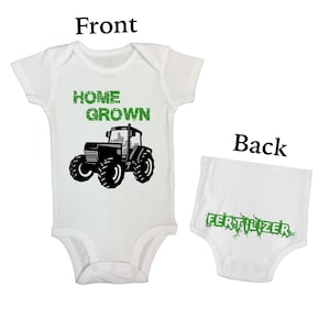 Cute Double Sided Baby Bodysuits "Home Grown Fertilizer" - Country and Farm Collection Bodysuits - Power Tools Hunting and Tractors - 601