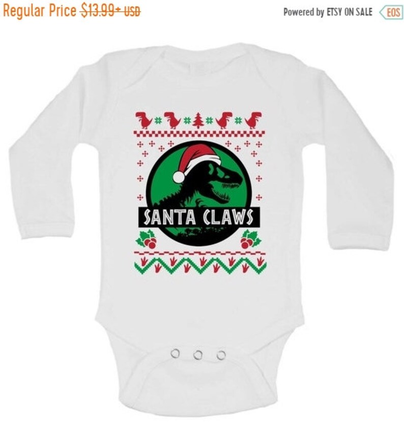 Christmas in July SALE Cute Holiday Shirts and Bodysuits Santa Claws Kids Santa Claus Dinosaur Collection Baby Newborn Christmas Romper