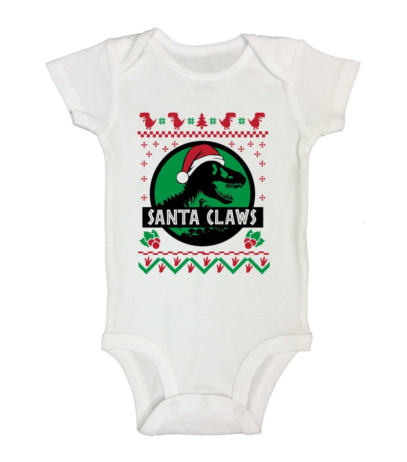 Christmas in July SALE Cute Holiday Shirts and Bodysuits Santa Claws Kids Santa Claus Dinosaur Collection Baby Newborn Christmas Romper