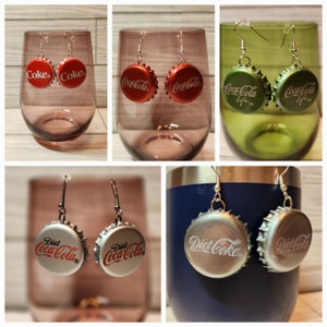 Upcycled Coca-Cola Bottle Cap Earrings – Handmade, Hypoallergenic