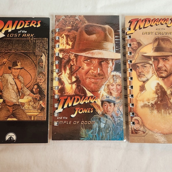 Indiana Jones Raiders Movie Upcycled VHS journal Raiders of the Lost Ark Temple of Doom Last Crusade Harrison Ford Sean Connery