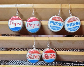 Upcycled vintage Pepsi Bottle Cap Earrings - 3 varieties