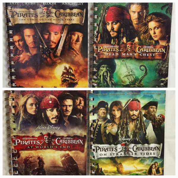 Pirates of the Caribbean 1 - 4 DVD Journals: Black Pearl, Dead Man's Chest, World's End & Stranger Tides - FREE shipping