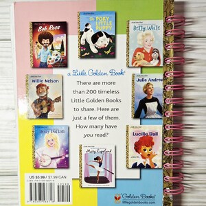 May include: A Little Golden Book journal featuring covers of classic children's books. The back cover displays images of books with Bob Ross, The Poky Little Puppy, Betty White, Willie Nelson, Dolly Parton, Julie Andrews, Misty Copeland, and Lucille Ball.