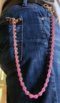 PINK Wallet Chain Stainless Steel Biker Chain Trucker Punk Silver HD 18" LBGT Leash 3 Sizes Available