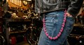 Pink and Silver Bike Chain Wallet Lanyard | Upcycled Alt Fashion Hardware | Punk, Grunge, & Queer Aesthetic Jean Chain