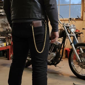 Wallet Chain from Gold Bike Chain Handcrafted Quality Hardware Heavy Duty Biker Trucker Punk Harley Davidson   3 Sizes