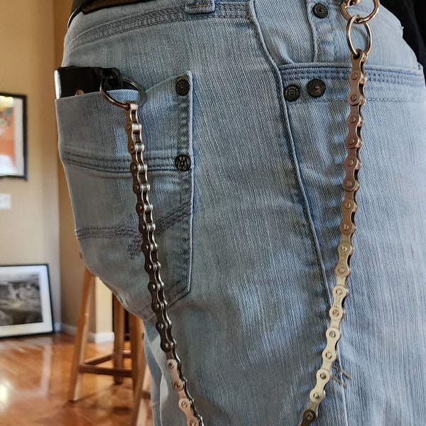 Wallet Chain from Bike Chain Handcrafted with 2" Carabiner and Quality Hardware Heavy Duty Biker Trucker Punk Harley Davidson Cyclist 3 Size