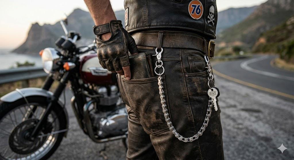 Heavy Duty Jean Chain | Black & Silver Repurposed Bicycle Chain