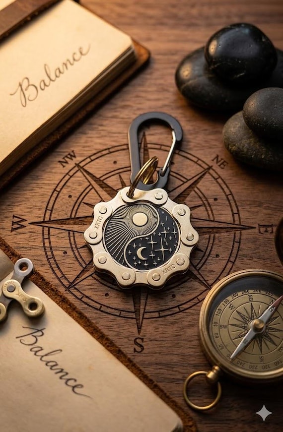 Sobriety Coin Holder Keychain | Repurposed Bike Chain AA Medallion Keyring | Serenity Prayer Gift | Recovery Chip Casing | Brilliant Silver