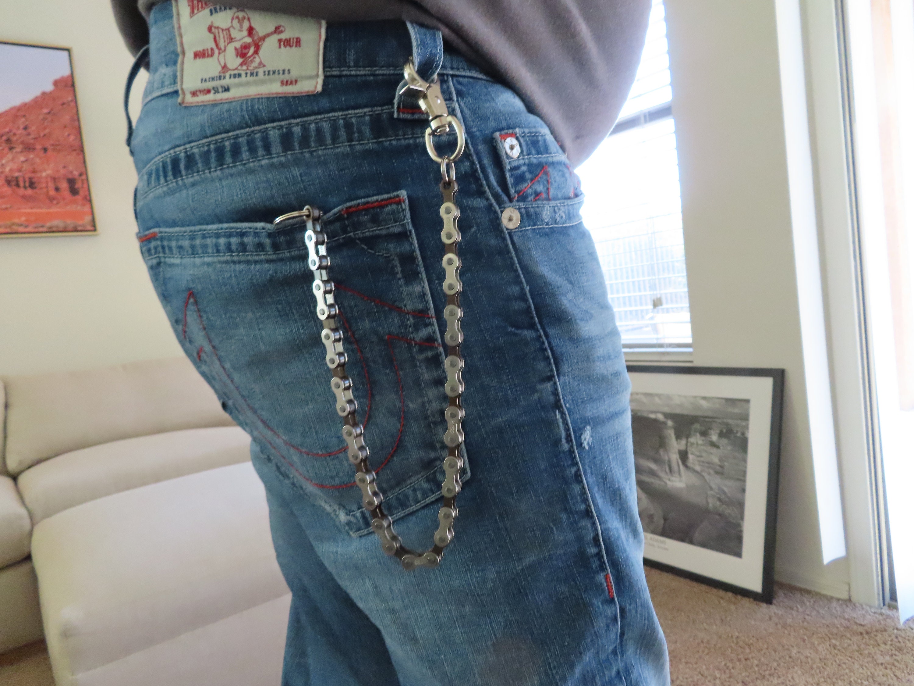 Wallet Chain Two Tone Gray Bike Chain Handcrafted With 2
