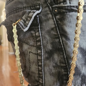 Wallet Chain from Gold Bike Chain Handcrafted Quality Hardware Heavy Duty Biker Trucker Punk Harley Davidson   3 Sizes
