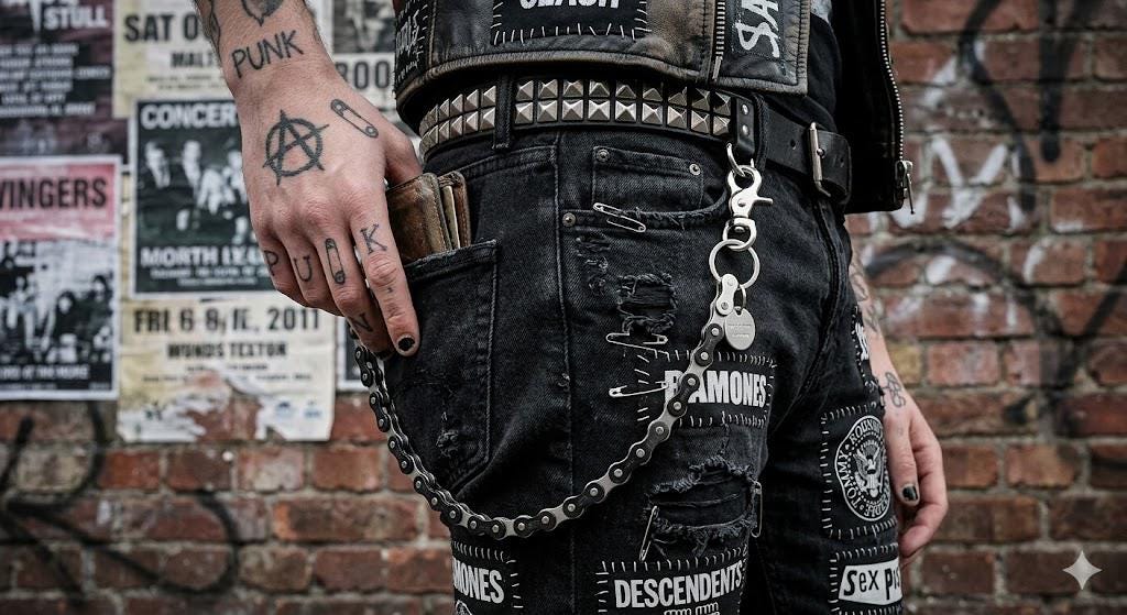 Heavy Duty Jean Chain | Black & Silver Repurposed Bicycle Chain
