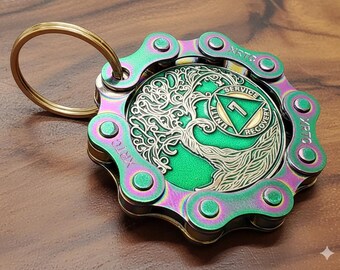 Celebrate Emotional Sobriety | Rainbow AA Chip Holder | Iridescent Sobriety Medallion Keychain | 12 Step Recovery Gift NA CA Al-Anon