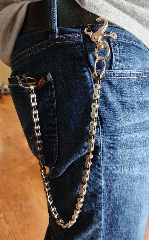 Badass Double Mens Silver Long Wallet CHain Pants Chain Jeans