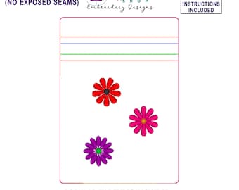 Mini Flowers In the Hoop Bag Embroidery Design, ITH Zipper Bag, 5 X 7 Machine Embroidery Design, Fully Lined Zipper Pouch, No Exposed Seams