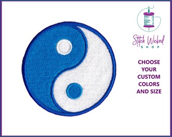 Patch Yin Yang, patch brodé personnalisé, patch symbole chinois, patch tai chi, patchs taoïsme, choisissez vos couleurs personnalisées, 16 tailles disponibles