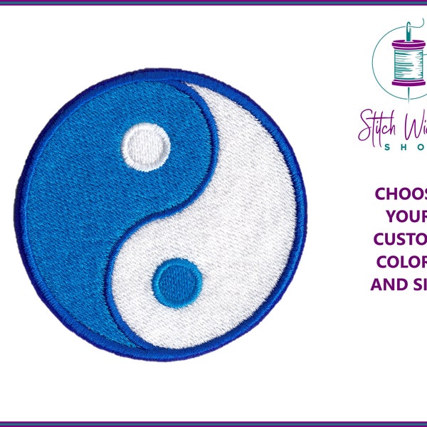 Yin Yang Patch, Custom Embroidered Patch, Chinese Symbol Patch, Tai Chi Patch, Taoism Patches, Choose Your Custom Colors, 16 sizes available