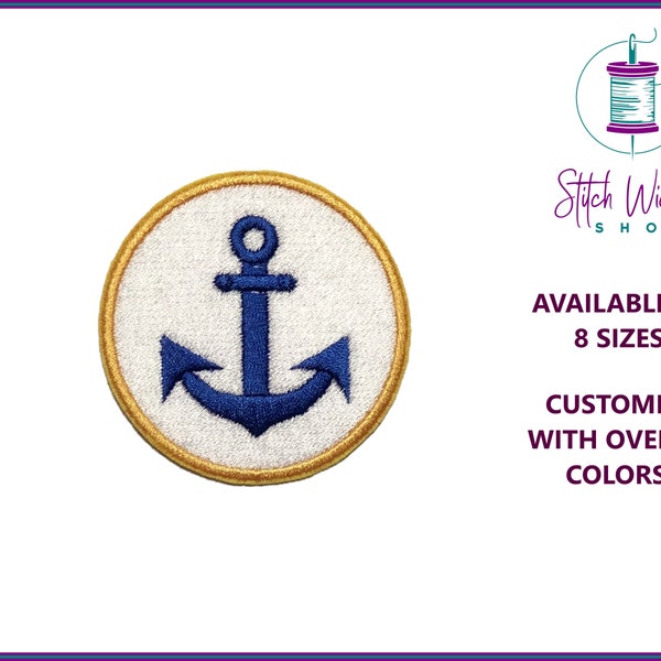 Anchor Patch, Mini Anchor Embroidered, Merit Badge Patch for Jacket, Nautical Patch for Hats, Beach Bag Patches, Select Your Size and Colors