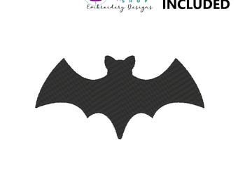 Bat Embroidery Design, Silhouette Embroidery File, Halloween Machine Embroidery Designs, Bat Embroidery, Halloween Embroidery, Bat Design