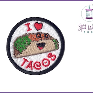 I Love Tacos Merit Patch, Embroidered Merit Patch, Merit Badges For Adults, Adulting Merit Badge Patch, Iron On Or Sew On Patch, 2.25&quot;