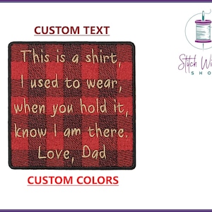 Custom Memory Pillow Patch, Memory Bear Patch, Memory Quilt Label, Memorial Patch for Pillows, Memorial Gift, Custom Embroidered Patch